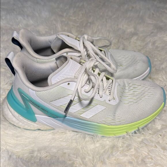 Adidas White Sneakers with Green and Blue Highlights - Picture 1 of 5